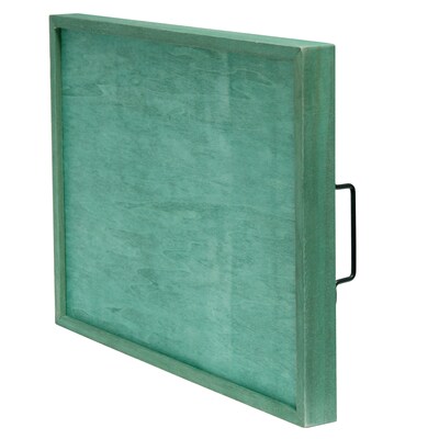 Elegant Designs "Happy Hour" Decorative Wood Serving Tray w/ Handles, 15.50" x 12", Aqua Wash (HG2000-AHH)