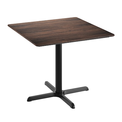 Flash Furniture Acadia Square Wooden Dining Table with X-Base, 36D x 36W, Dark Brown/Black Base (STSQ36WBRT3030)