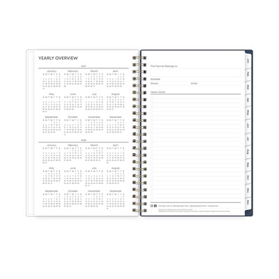2027 Blue Sky Ashlyn 5" x 8" Calendar Year Weekly & Monthly Standard Planner, Plastic Cover, Navy (143958-27)