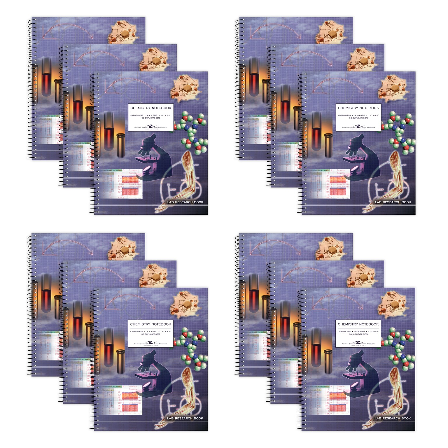 Roaring Spring Paper Products 1-Subject Computation Notebooks, 8.5 x 11, Graph Ruled, Multicolored, 12/Carton (77650cs)