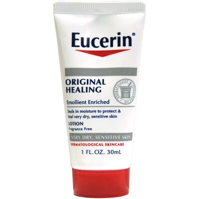 Eucerin Original Healing Lotion Dry Skin Therapy, 1 oz Travel Size Bottle, 12 Bottles/Bag, 12 Bags/C