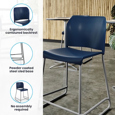 Flash Furniture Hercules Kenai Classic Plastic Stacking Full Back Counter Stool, Navy (RUT239AHCSNV)