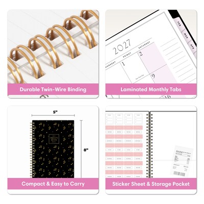 2027 Blue Sky Jessie James Decker 8.5" x 11" Calendar Year Weekly & Monthly Standard Planner Cover, Black (164174)