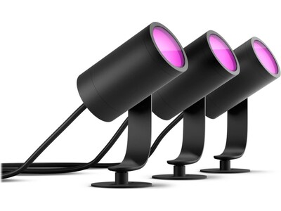 Philips Hue Lily LED 3-Piece Outdoor Spotlights, Black  (1746730V7)