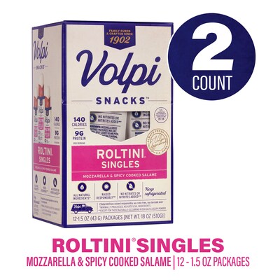 Volpi Roltini Singles, Spicy Salami & Mozzarella, 1.5 oz, 24/Pack (220-02485)