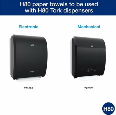 Tork H80 Hand Towel Roll, Notched, 8" x 630', White, 6 Rolls/Carton (TRK8031600)