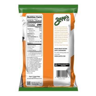 Zapps Gluten Free Jalapeno Kettle Style Potato Chips, 2 oz., 25/Box (220-02558)