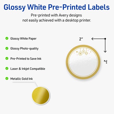 Avery Circle Multipurpose Labels, 2 Dia., White, 120/Pack (19479370537)