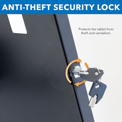 Mount-It! Adjustable Anti-Theft iPad Floor Stand, Matte Black/Silver (MI-3783_G10)