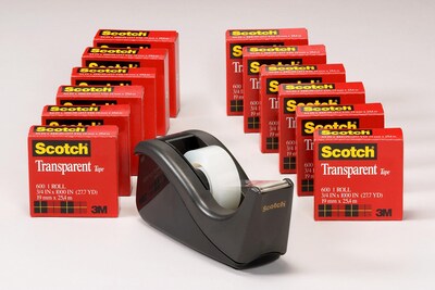 Scotch Transparent Clear Tape Refill, 0.75" x 27.77 yds., 1" Core, Clear, 12 Rolls/Pack (600K-C60)