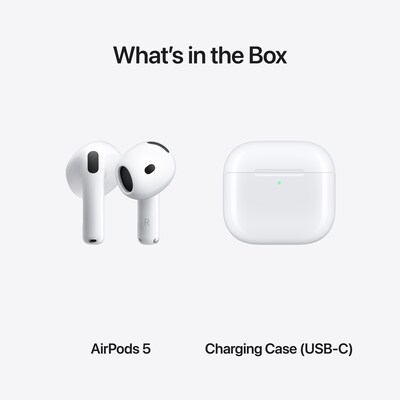 Apple AirPods 5 Wireless Active Noise Cancellation Earbuds with USB-C Charging Case, Bluetooth, White (MKFW4LL/A)