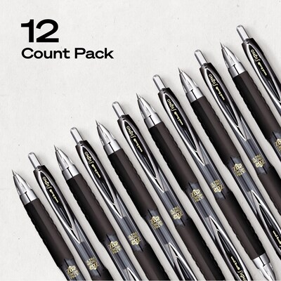 uniball 207 Retractable Gel Pens, Ultra Micro Point, 0.38mm, Black Ink, Dozen (1790922)