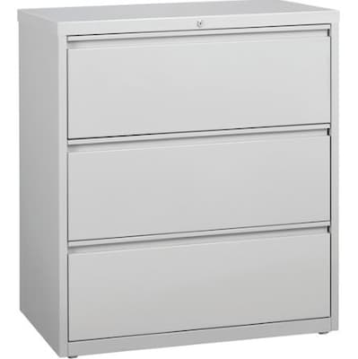 Lorell Fortress Series 3-Drawer Lateral File Cabinet, 36W x 18.6D x 40.3H, Light Gray (LLR88029)