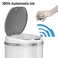 iTouchless Stainless Steel Round Sensor Trash Can with AbsorbX Odor Control System, White, 13 Gal. (