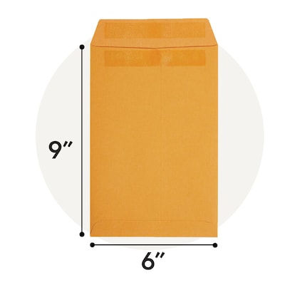 Staples 6 x 9 Self-Sealing Catalog Envelopes, Brown Kraft, Strong Peel & Seal Closure, Heavyweight Mailing Envelopes, 100/Box