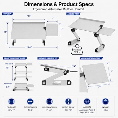 Uncaged Ergonomics WorkEZ Adjustable Keyboard and Mouse Tray, Silver (WEKTs)