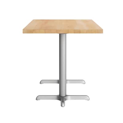 Flash Furniture Bennett Wooden Commercial Indoor Table, 30" x 60", Natural Top/Silver Base (GSF3060NTT2222S)