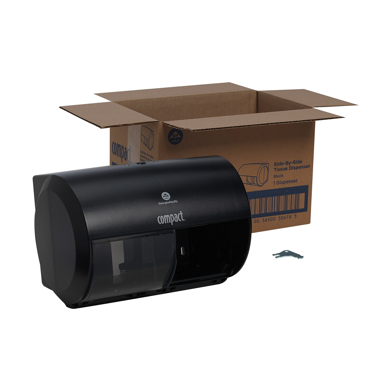 Georgia-Pacific Compact 2-Roll Side-by-Side Coreless Toilet Paper Dispenser, Black (56784A)