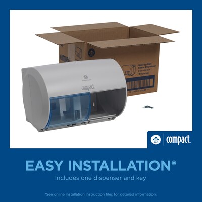 Georgia-Pacific Compact 2-Roll Side-by-Side Coreless Toilet Paper Dispenser, Gray (56783A)