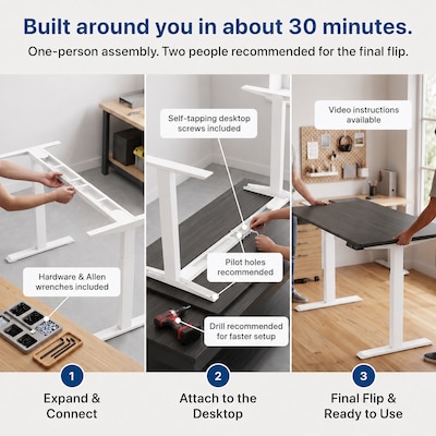 Uncaged Ergonomics Rise Up 3-stage Dual Motor Electric Standing Desk Frame, White, Desktop Not Included (RUW)