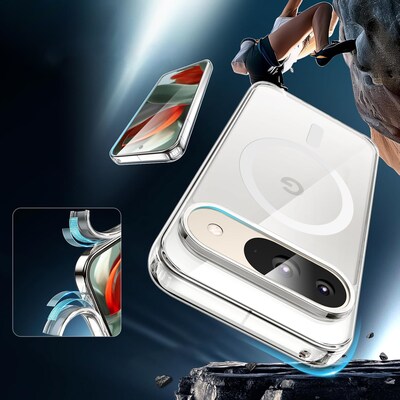 SaharaCase Clear/Scorpion Black MagSafe Phone Case for Google Pixel 9/9 Pro, Shock Absorbing, Venture (CP00606)