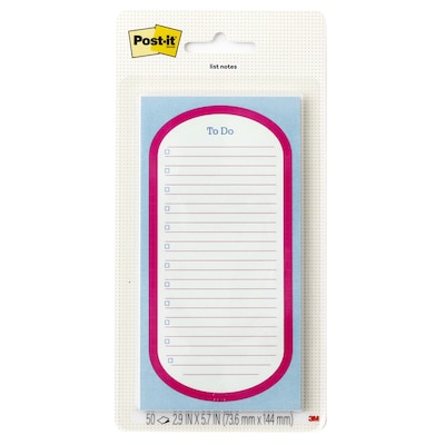 Post-it To-Do List Notes, 2.9 x 5.7, Lined, 50 Sheets/Pad (SPE-36-1)