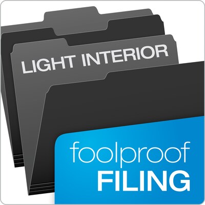 Pendaflex Interior Recycled File Folder, Straight Cut, Assorted, Letter Size, Black, 100/Box (4210 1/3 BLA)