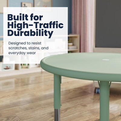 Flash Furniture Wren 33" Round Activity Table, Height Adjustable, Sage (YUYCX072RDTBSGE)