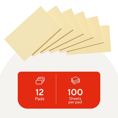 Staples Sticky Notes, 3 x 5, Yellow, Recycled Paper, 1200 Sheets – Eco-Friendly Self-Stick Notes for Lists & Reminders
