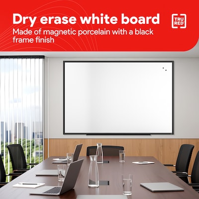 TRU RED™ Magnetic Porcelain Dry Erase Board, Black Frame, 6' x 4' (TR61190)