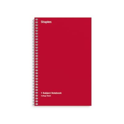 Staples 1-Subject Notebook, 5 x 7.75, College Ruled, 80 Sheets, Assorted Colors, 3/Pack (TR11670)