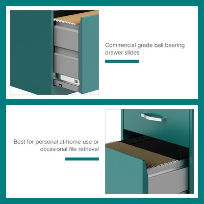 Space Solutions 3-Drawer Mobile Vertical File Cabinet, Letter Size, Lockable, 26.7"H x 14.25"W x 18"D, Teal (24431)