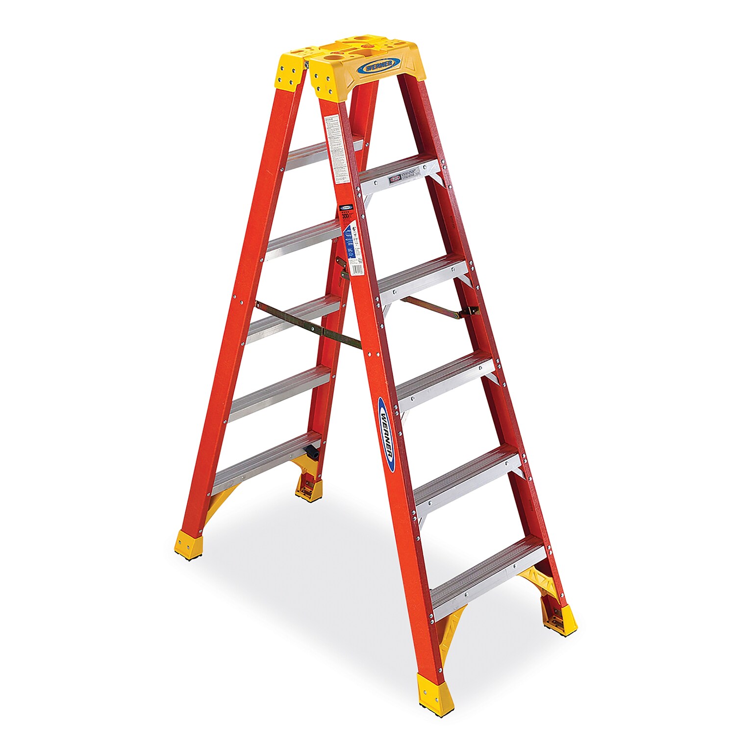 Werner 6 Fiberglass Twin Step Ladder, 300 lbs. Capacity (T6206)