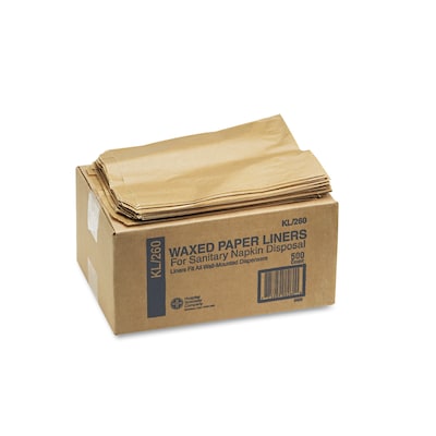 Hospeco Sanitary Kraft Waxed Paper Receptacle Liner with Gusset, 500/Pack (HOS-KL)