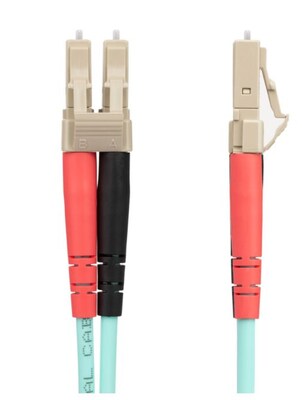 StarTech 20m (65ft) LC to LC (UPC) Duplex OM4 Multimode Fiber Optic Patch Cable, 50/125, Aqua (450FB