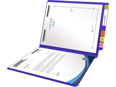 Medical Arts Press Heavy-Duty End Tab File Folder, Straight Cut, Letter-Size, Purple, 40/Box (S-09459-PUR)