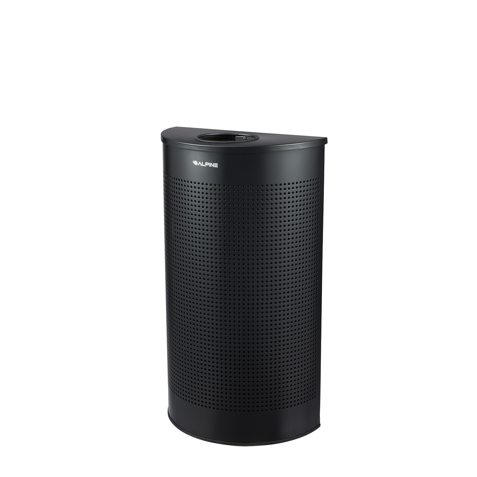 Alpine Industries Stainless Steel Trash Can, 12 Gallon, Black (ALP438-12HR-BLK)