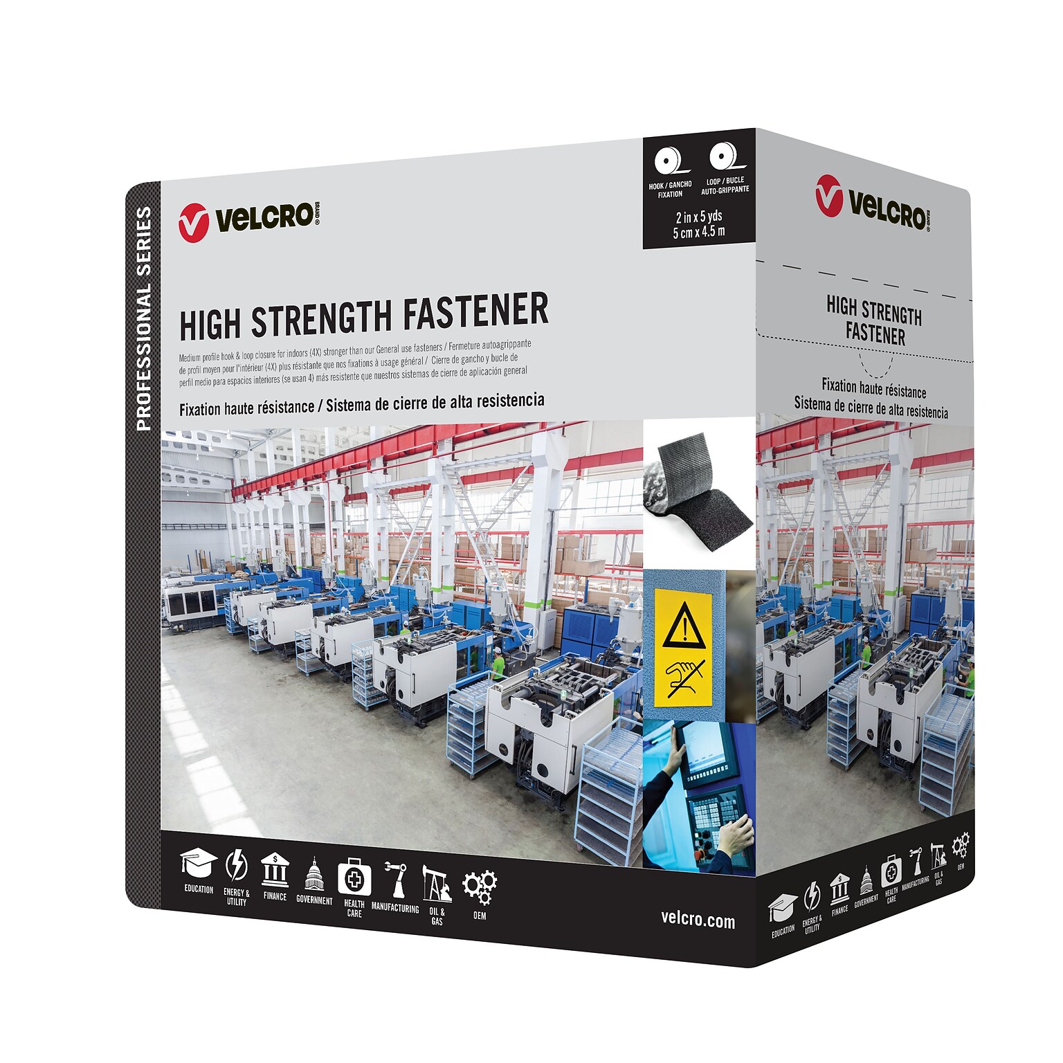 Velcro Professional Series High Strength Hook and Loop Roll Fastener, 2 x 15, Black (31307)