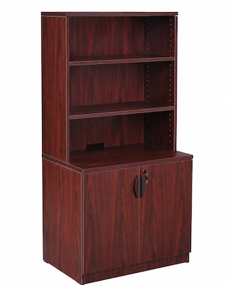 Boss Office Products Storage Cabinet/Bookcase Combo, Mahogany (GROUPA24-M)