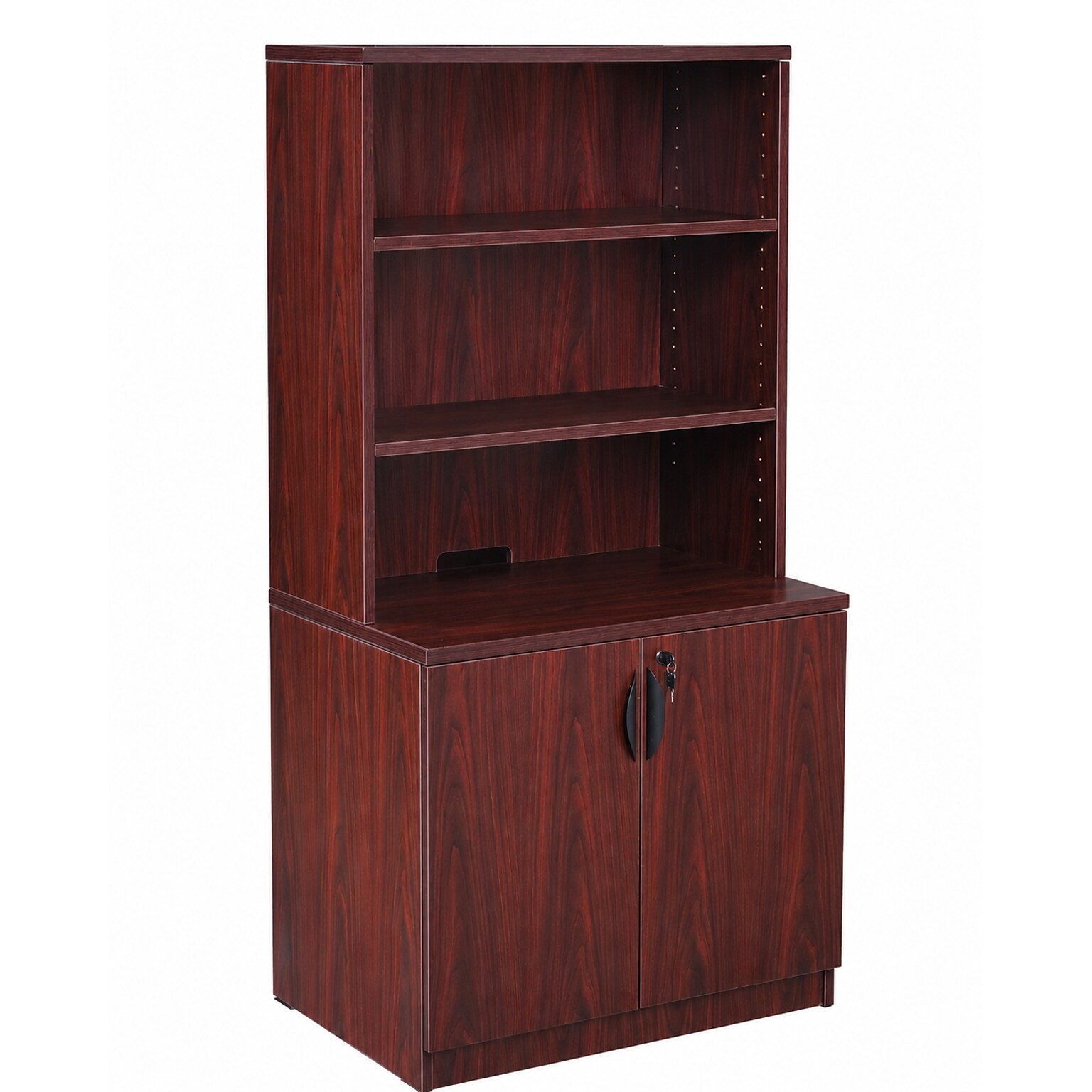 Boss Office Products Storage Cabinet/Bookcase Combo, Mahogany (GROUPA24-M)