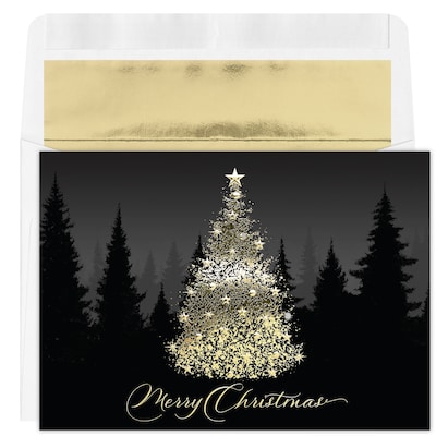 Custom Sparkly Tree Cards, with Envelopes, 7 7/8 x 5 5/8 Holiday Card, 25 Cards per Set