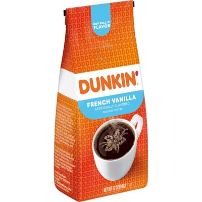 Dunkin French Vanilla Ground Coffee, Medium Roast, 12 oz., Each (SMU00047)