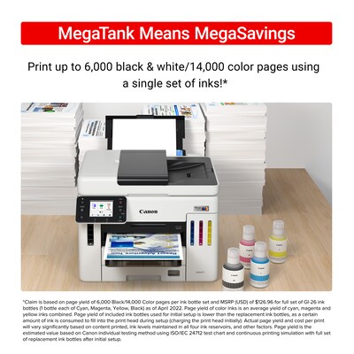 Canon Maxify GX7120 Wireless Color All-In-One Megatank Inkjet Printer, Best for Home Office (6880C002AA)