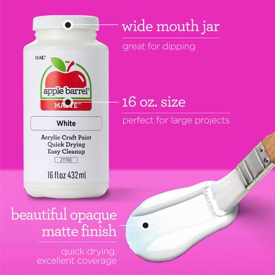Apple Barrel Acrylic Paint Matte, 16oz., White, 3/Pack (APP21119E-3)