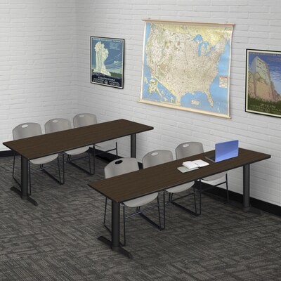 Regency Cain Steel T-Base Training Seminar Table, 84 x 24, Neo Walnut/Black Base (MTRCT8424NW)