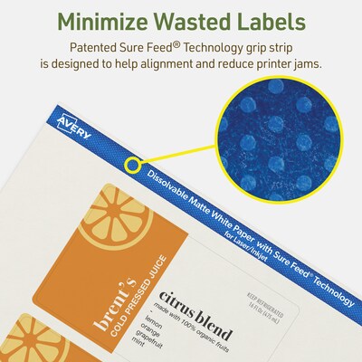 Avery Dissolvable Rectangle Multipurpose Labels, 3" x 5", Off-white, 30/Pack (94213)