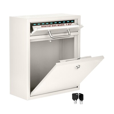 AdirOffice Wall-Mounted Steel Key Lock Drop Box Interoffice Mailbox, White (631-05-WHI)