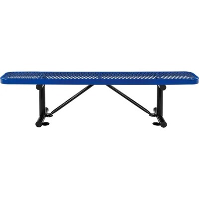 Global Industrial 6 Outdoor Steel Flat Bench, Expanded Metal, Blue (277156BL)