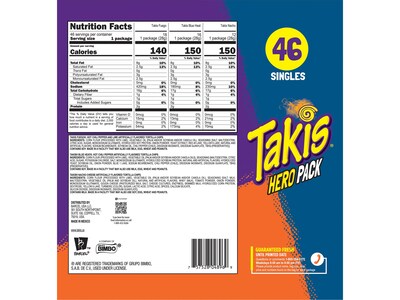 Takis Hero Pack Tortilla Chips, 1 oz., 46 Bags/Case (128642)