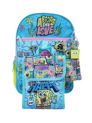 Bioworld Kids 5-Piece Spongebob Backpack Set, Medium, Multicolored (B1Y8LAQSPOIR00)